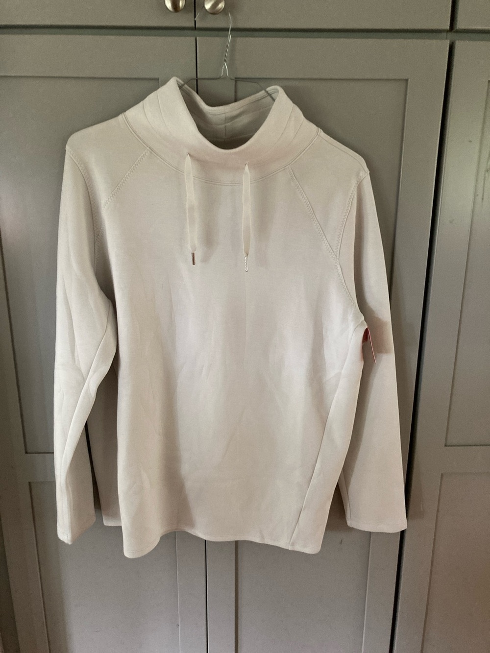 SPANX Cream Funnel-Neck Drawstring Top Air Essentials
